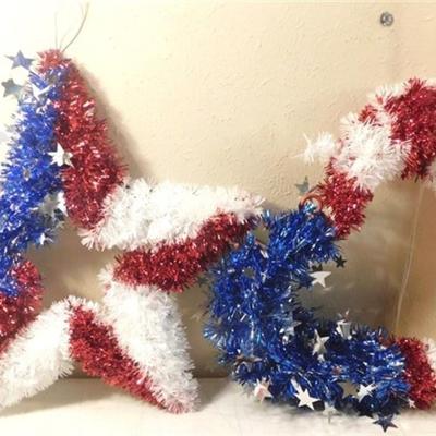 6337/288 Lot of Red White and Blue Decorations ~ Large Redhead Small Spot / Sequin Hat / Extra Large Fashion Vest / Flag 57" x...