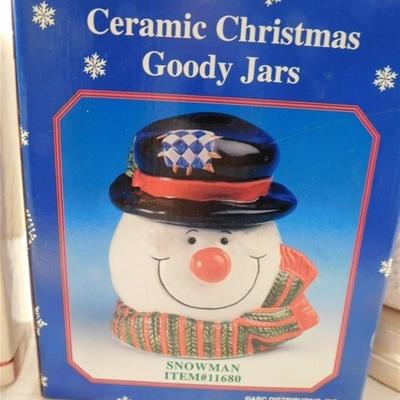 6337/140 Lot of 9 ~ Snowmen / Salt and Pepper / Trinket Box / Goody Jar / Bottle