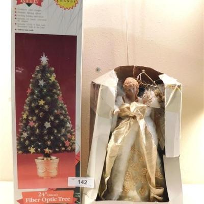 6337/142 Lot of 2 ~ Fiber Optic Items ~ Yule Rite 24" Fiber Optic Tree / Animated Angel 14"
