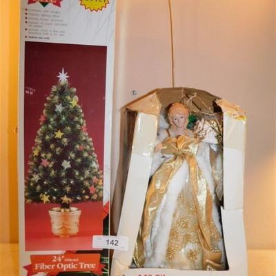 6337/142 Lot of 2 ~ Fiber Optic Items ~ Yule Rite 24" Fiber Optic Tree / Animated Angel 14"