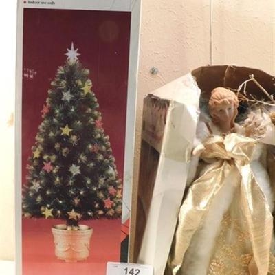 6337/142 Lot of 2 ~ Fiber Optic Items ~ Yule Rite 24" Fiber Optic Tree / Animated Angel 14"