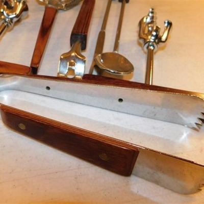 6337/51 Large Bar Lot ~ Crystal Champagne Bucket 9" H x 7" W / Gnarled Wood Corkscrew / 9.5" Bar Lamp / Musical Cork wine...