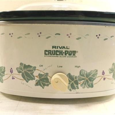 6337/255 Rival Crockpot Stoneware Slow Cooker ~ Grape Design 16.5" x 10" with Lid