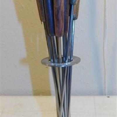 6337/268 Vintage West Bend Fondue Pot / Sticks with Stand