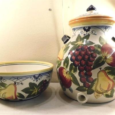 6337/215 Lot of 2 ~ Table Tops Gallery Tellina ~ Bowl 12 x 2.5 x 5.25 / Drink Dispenser ~ Needs Spigot 11.5 x 15.5