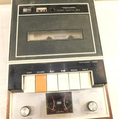 6337/164 Realistic 1960 Model SCT-3 Stereo Cassette Deck Component Pro Series ~ Powers up / 3 Cassettes Storage Boxes 1 with Auto Eject