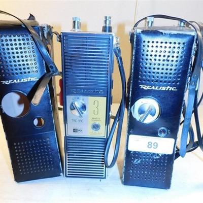 6337/89 Lot of 2 ~ TRC-99c Realistic 3 w/3 Channel Yellow CB Radio