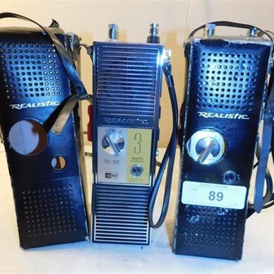 6337/89 Lot of 2 ~ TRC-99c Realistic 3 w/3 Channel Yellow CB Radio