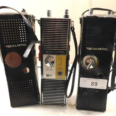 6337/89 Lot of 2 ~ TRC-99c Realistic 3 w/3 Channel Yellow CB Radio