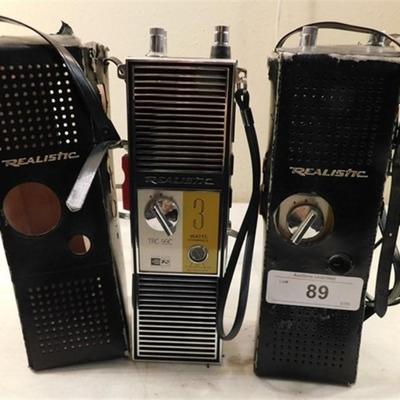 6337/89 Lot of 2 ~ TRC-99c Realistic 3 w/3 Channel Yellow CB Radio
