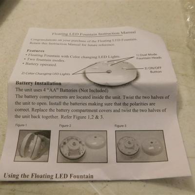 6337/326 Lot of 2 Floating Fountain with Color Changing Lights