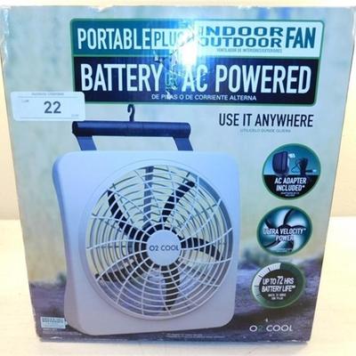 6337/22 O2 Cool ~ Portable Plus Fan ~ 10" ~ Ac or Battery Powered