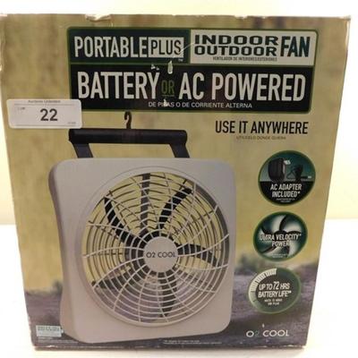 6337/22 O2 Cool ~ Portable Plus Fan ~ 10" ~ Ac or Battery Powered