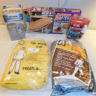 6337/97 Miscellaneous Lot of Utility Items ~ TV Screen Cleaner / Jogging Exercise Suit/ Foul Weather Gear