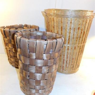 6337/309 Lot of 3 Woven Baskets 13"- 18.5"