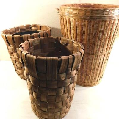 6337/309 Lot of 3 Woven Baskets 13"- 18.5"
