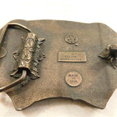 6337/183 Bergamot Brass Belt Buckle 1977 ~ Doe and Deer Running
