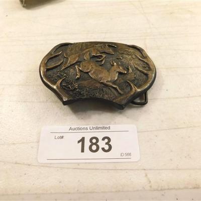 6337/183 Bergamot Brass Belt Buckle 1977 ~ Doe and Deer Running