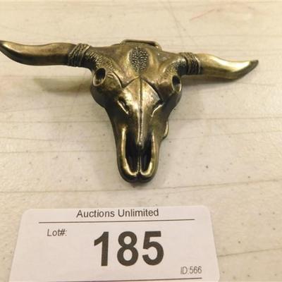 6337/185 Long Horn Skull Belt Buckle