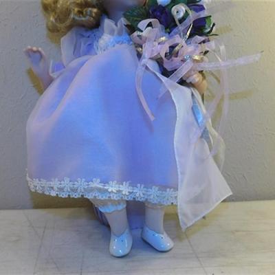 6337/229 Lot of 3 Porcelain Dolls ~ 15-19" Tall ~ Purple Dress and First Kiss Dolls