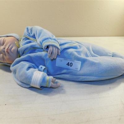 6337/40 Joyce A. Wolf Weighted Body Porcelain Sleeping Baby ~ 1993 The Ashton Drake ~ Blank Wrist Band