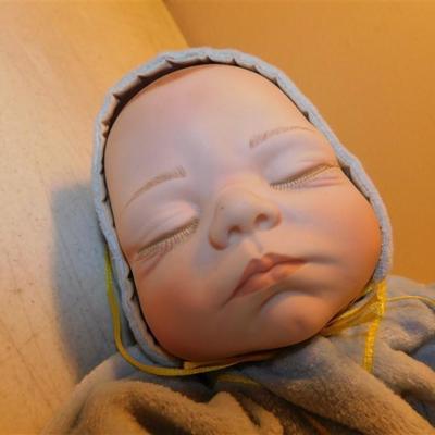 6337/40 Joyce A. Wolf Weighted Body Porcelain Sleeping Baby ~ 1993 The Ashton Drake ~ Blank Wrist Band