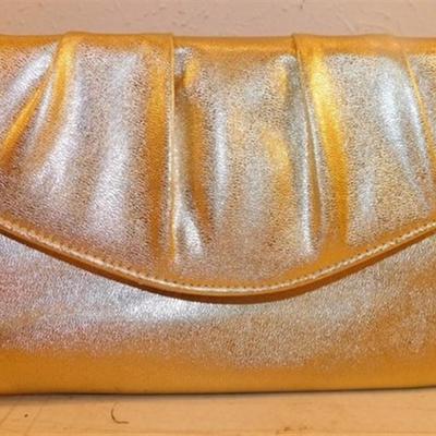 6337/248 Lot of 2 ~ Gold Clutch 9.5" x 6" / White Beaded Clutch 7.5" x 5.5"
