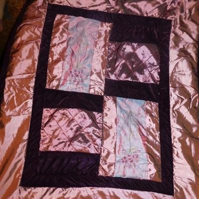 6337/287 Purple Iridescent Bed Set ~ Comforter 90" x 90" / Bed Skirt / Large Square Pillow Case / Throw Blanket 52" x...