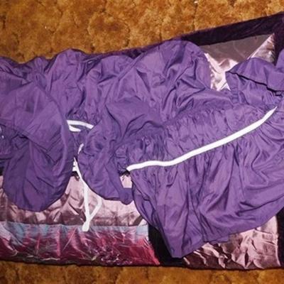 6337/287 Purple Iridescent Bed Set ~ Comforter 90" x 90" / Bed Skirt / Large Square Pillow Case / Throw Blanket 52" x...