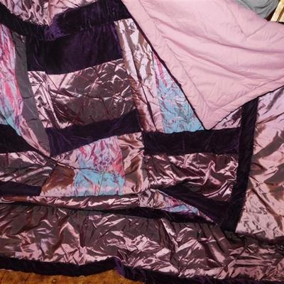 6337/287 Purple Iridescent Bed Set ~ Comforter 90" x 90" / Bed Skirt / Large Square Pillow Case / Throw Blanket 52" x...
