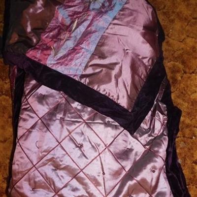 6337/287 Purple Iridescent Bed Set ~ Comforter 90" x 90" / Bed Skirt / Large Square Pillow Case / Throw Blanket 52" x...