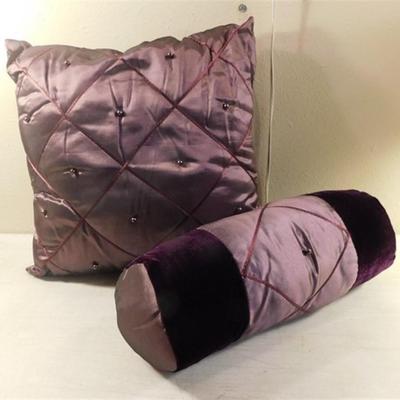 6337/287 Purple Iridescent Bed Set ~ Comforter 90" x 90" / Bed Skirt / Large Square Pillow Case / Throw Blanket 52" x...