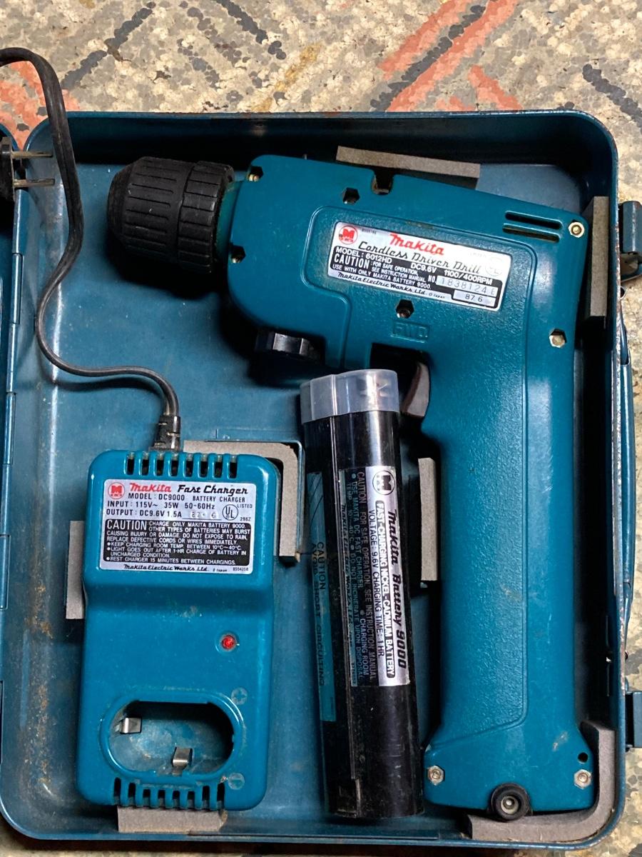 LOT 114 Makita Cordless Driver Drill Model 6012HD and Case Battery Charger Battery Tools Drill Bits and More EstateSales