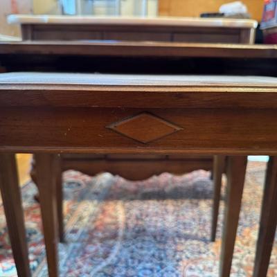 809 Pair of Vintage Leather Top Nesting Tables