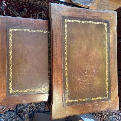 809 Pair of Vintage Leather Top Nesting Tables