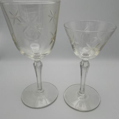 Libbey Candlelight etched stemware 2 different sizes