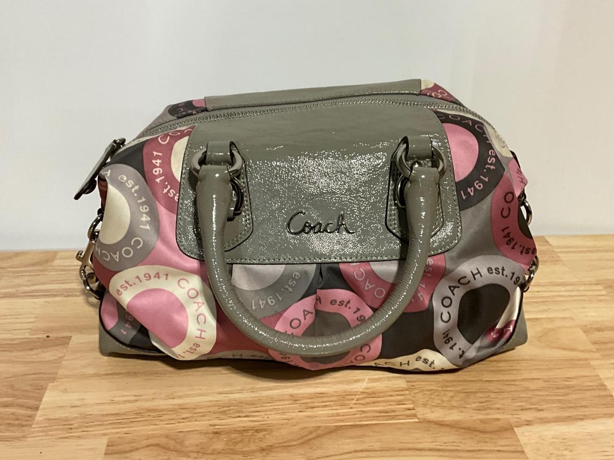 Coach grey leather and pick pattern Purse EstateSales