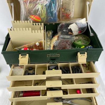 Very full fishing tackle box