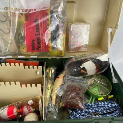 Very full fishing tackle box