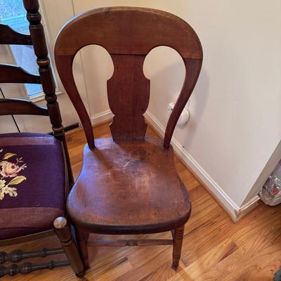 814 Vintage Hitchcock Ladderback Chair with 1 Windsor and 1 Fiddleback Chair