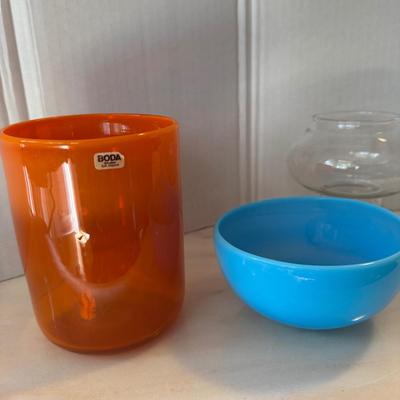 818 Vintage Kosta Boda Vase, Oreffors Bowl