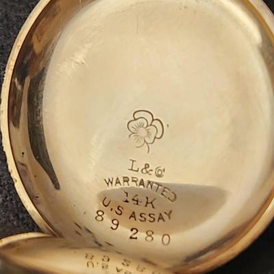 Vintage L & Co. Elgin Pansy Ladies Pocket Watch 24" Chain