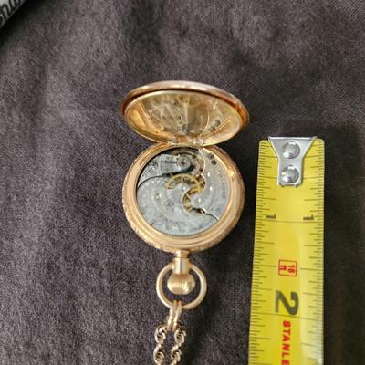 Vintage L & Co. Elgin Pansy Ladies Pocket Watch 24" Chain