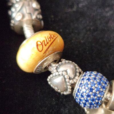 Pandora Charm Bracelet with Charms Orioles Hearts Angel