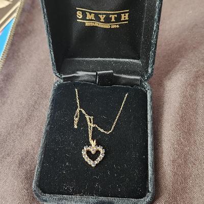 Heart w Blue Stones Pendant Marked 14K Nabco