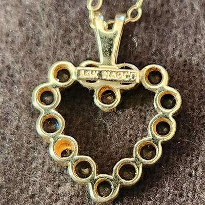 Heart w Blue Stones Pendant Marked 14K Nabco