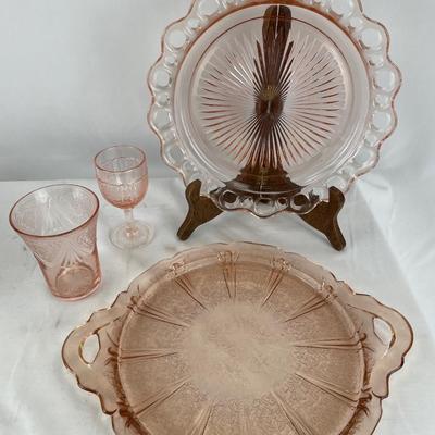 Pink depression glass Royal Lace