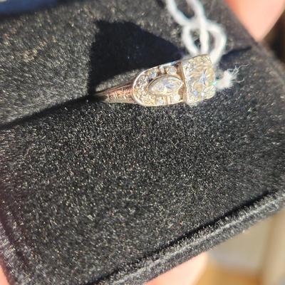 Vintage Diamond Ring 10% IRid Platinum Size 16.55mm (size 6) 3.50 Grams