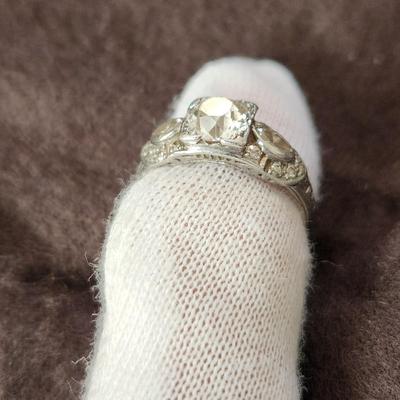 Vintage Diamond Ring 10% IRid Platinum Size 16.55mm (size 6) 3.50 Grams