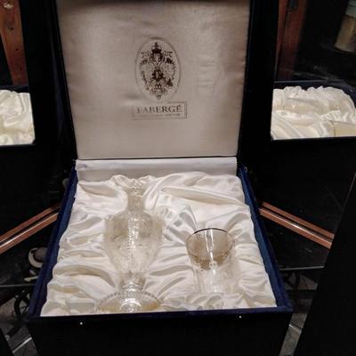 Faberge' Sherry/Water Decanter Set Signed in Presentation Case